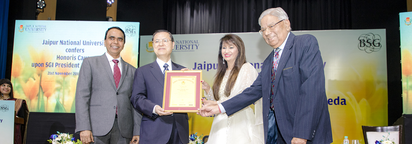 Jaipur National University Confers Honorary Doctorate in Philosophy upon President Ikeda