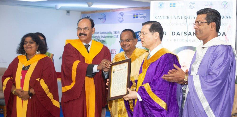 Xavier university bhubaneswar
confers honorary doctorate in sustainability management upon president Ikeda